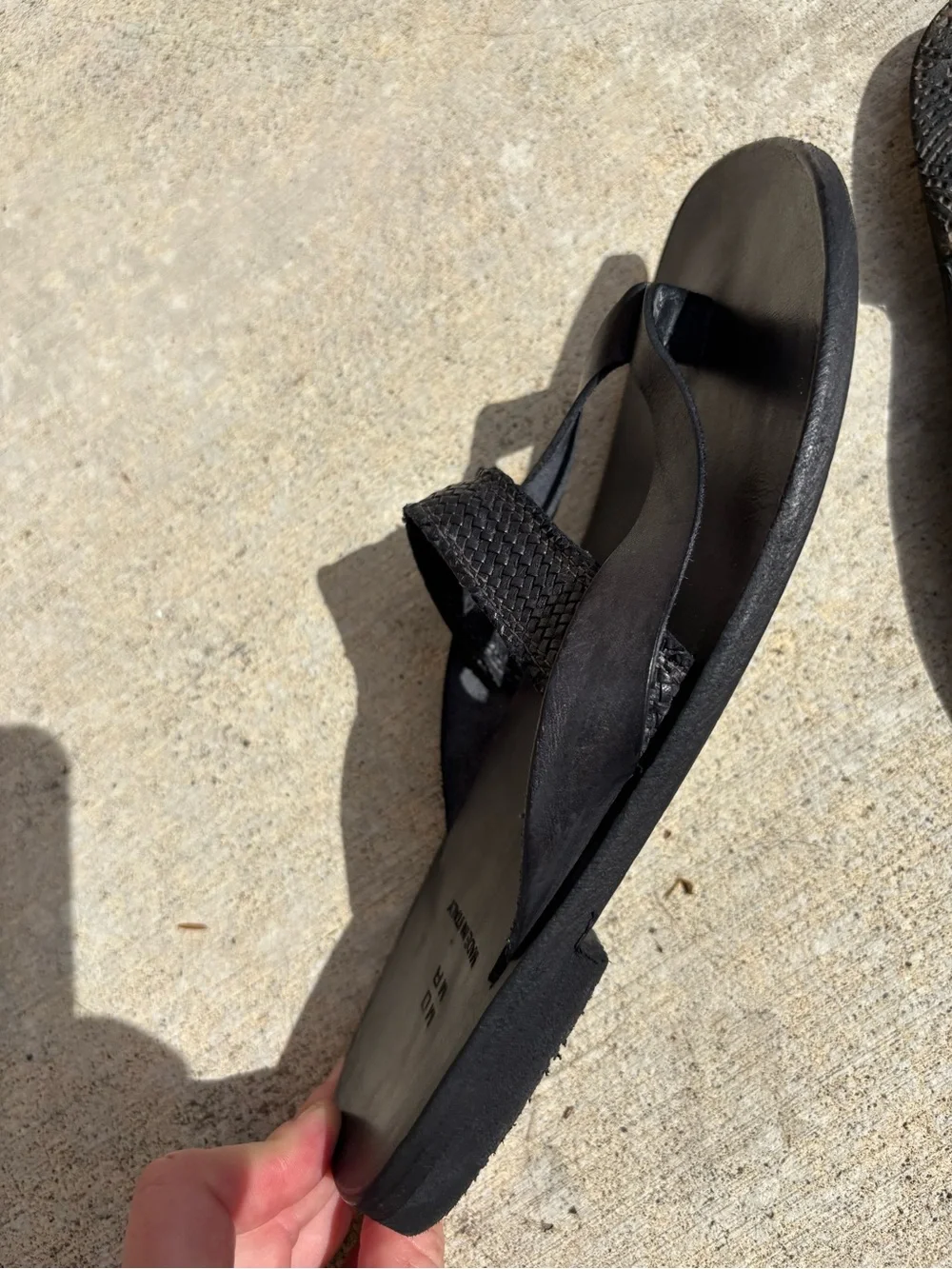 Moma Black Leather Woven & Smooth Strap Women's Sandals - Italian, Worn 3x